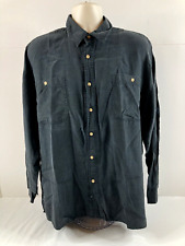 vintage volare men’s long sleeve silk blend button-up dress shirt size xl black for sale  Shipping to South Africa