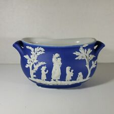 Antique Wedgwood Dark Blue Jasperware Oblong Bowl Cir. 1860 Rare Shape Bowl for sale  Shipping to South Africa