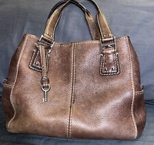 Fossil Brown Leather Handbag Purse  Pebbled Brown 3 Compartments 2 Side Pockets, used for sale  Shipping to South Africa