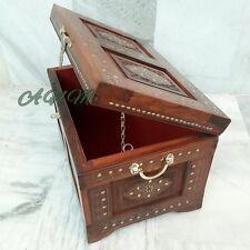 Antigua caja de madera tesoro pirata pecho decorativo para el hogar segunda mano  Embacar hacia Argentina