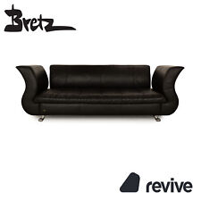 Bretz Moon Leather Three-Seater Black Sofa Couch na sprzedaż  Wysyłka do Poland