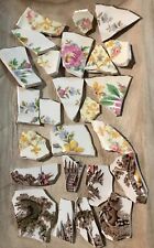 25 piezas de mosaico de China rota, diferentes diseños árboles marrones, rosa floral segunda mano  Embacar hacia Argentina