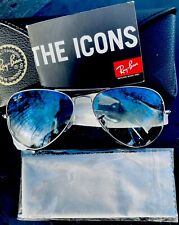 Óculos de sol Ray-Ban aviador armação dourada RB3025 e lente azul espelhada comprar usado  Enviando para Brazil