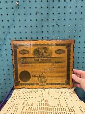 Used, Bank Of Newberg 1906 Stockholder Certificate Laminated On Wood, Signed for sale  Shipping to South Africa