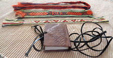 Antigo marcador de página de livro tecido à mão Letônia caderno memorando alça de pescoço de couro levantada comprar usado  Enviando para Brazil