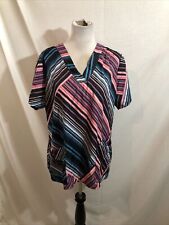 Grey’s Anatomy Multi Color Striped Scrub Top - Womens XL, Bust 24.5”, Length 28”, used for sale  Shipping to South Africa
