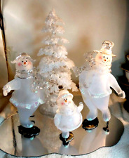 Grandeur Noel 2002 patinaje sobre hielo acrílico muñeco de nieve familia 5 piezas Base espejada falsa segunda mano  Embacar hacia Argentina