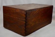 Oak Veneer Box Rectangle Cheesebox Joints Brass Hinges Vintage for sale  Shipping to South Africa