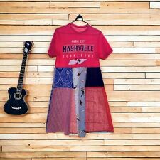 Vestido camiseta upcycled Nashville Music City algodão patchwork festival P M comprar usado  Enviando para Brazil