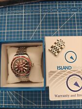 Islander Port Jefferson relógio GMT de metal com mostrador marrom #ISL-249 CONJUNTO COMPLETO comprar usado  Enviando para Brazil