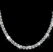 30Ct Round Cut Lab Created Diamond Tennis Women's Necklace 14K White Gold Plated for sale  Shipping to South Africa