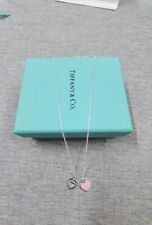 Genuine Tiffany&Co Return To Necklace 925 Silver Pink Double Heart Pendant 16'' for sale  UK