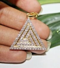 Round Simulated Diamond Women's Triangle Cluster Pendant 14K Yellow Gold Plated for sale  Shipping to South Africa