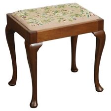 LOVELY PIANO DRESSING TABLE STOOL WITH FLOWER STITCHWORK WITH QUEEN ANNE LEGS J1 for sale  Shipping to South Africa