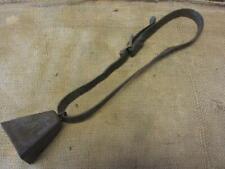 Vintage Metal Cow Bell on a Leather Strap Primitive Antique Old Iron Farm 10520 for sale  Shipping to South Africa
