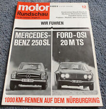 Motor Rundschau 12/67 Mercedes 250 SL Pagode, Ford Osi 20 M TS, 1000 km Nürburgr, usado comprar usado  Enviando para Brazil