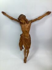 ANTIQUE Wooden 16" JESUS CORPUS CRUCIFIX CROSS STATUE Holy Hand Carved (B1) for sale  Shipping to South Africa