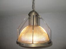 LARGE VINTAGE HOLOPHANE STYLE GLASS INDUSTRIAL CEILING PENDANT LIGHT for sale  Shipping to South Africa