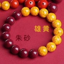 Natural Purple Gold Sand + Realgar Cinnabar Round Gemstone Bead Bracelet for sale  Shipping to South Africa