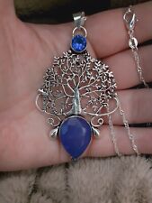 Natural Blue Sapphire & Blue Tanzanite 925 Sterling Silver Pendant And Necklace for sale  MANCHESTER