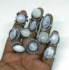 Rainbow Moonstone Gemstone 925 Sterling Silver Plated Wholesale Lot Rings , used for sale  Shipping to South Africa