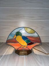 Lámpara de mesa de vidrieras abstracta de pato Art Deco base de madera 7,5 x 10 segunda mano  Embacar hacia Argentina