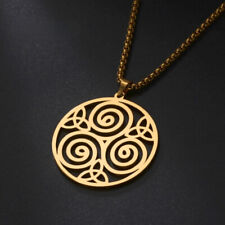 Triskele Triple Spiral Triskelion Symbol Irish Kate Knot Hollow Pendant Necklace for sale  Shipping to South Africa