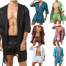 Usado, Roupão de banho masculino de seda cetim quimono pijama com capuz sexy roupa de dormir comprar usado  Enviando para Brazil