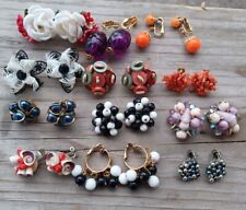 Used, 12 pairs of vintage Clip-On Earrings lot Multicolor Hand Beaded  for sale  Shipping to South Africa