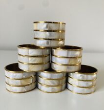 Used, Vintage Mother Of Pearl/Brass Napkin Rings X 6 Dining- Tableware for sale  Shipping to South Africa