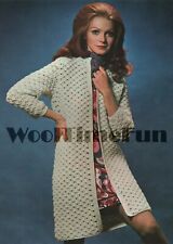 Abrigo/cárdigan/chaqueta larga vintage con patrón de crochet. Lana DK., usado segunda mano  Embacar hacia Argentina