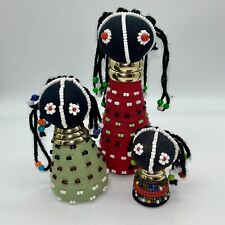 3 South African Fertility Dolls Hand Crafted Beaded Mopani Ndebele Folk Art for sale  Shipping to South Africa