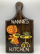 Vintage MCM Hand Painted Wood Cutting Board Wall Hanging Holly Hobbie-ish 13” for sale  Shipping to South Africa