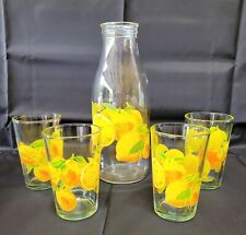 Rare Vintage UNMARKED Orange Juice Lemonade Carafe With 4 Matching Glasses for sale  Shipping to South Africa