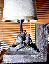 Lámpara para pájaros sujetalibro de madera sintética rústica, sombra de lona, cable de encendido, 10" de alto, usado segunda mano  Embacar hacia Argentina