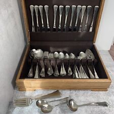 Large Set 86 Oneida American Patrick Henry Stainless Flatware With Oak Chest for sale  Shipping to South Africa