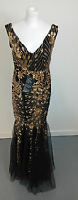 Women's Wedding Dresses Black Gold Sequined Prom/Evening Dress UK 8? w/Tag- N162, used for sale  Shipping to South Africa