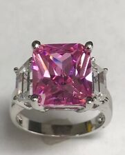 RARE Designer 4Ct Certified Radiant Cut Pink Diamond Solitaire Ring, 925 Silver for sale  Shipping to South Africa