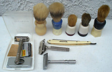 9 vintage Shaving items, mini collection, 4 razors and 5 shaving brushes...1 LOT for sale  Shipping to South Africa