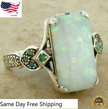 Fashion Silver Plated White Fire Opal Ring Women Jewelry Size 6-10 Simulated for sale  Los Angeles
