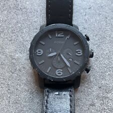 Fossil Nate JR1354P Watch for Men 50mm Black Case/Dial Black Leather Strap Bin B for sale  Shipping to South Africa