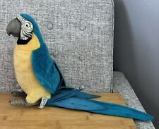Hansa Blue Yellow Macaw Parrot Plush Stuffed Animal Lifelike 27” 1999 Vintage, used for sale  Shipping to South Africa