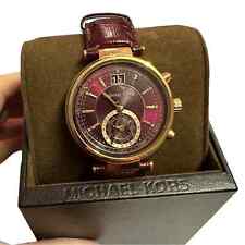 Relógio Michael Kors ouro rosa e borgonha com mostrador de data e caixa original comprar usado  Enviando para Brazil