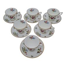 Royal Worcester Abla Teacups and Saucers Set of 6 c. 1950 Floral Spray Gold edge, used for sale  Shipping to South Africa