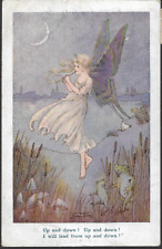Artist - Hilda T Miller - fairy, frogs 'Up and Down' - Faulkner postcard 1921 pk for sale  Shipping to South Africa