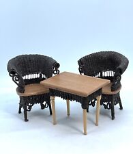 Juego de sillones al aire libre de mimbre artesanal vintage 1:12 para casa de muñecas muebles en miniatura segunda mano  Embacar hacia Argentina