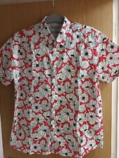 TED BAKER Men's SHORT SLEEVE Shirt Poppies Design print Size 6 cotton VGC for sale  Shipping to South Africa