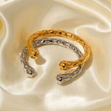 Pulseira feminina INS folheada a ouro 18K texturizada pulseira de abertura bracelete comprar usado  Enviando para Brazil