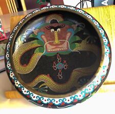 ANTIGA TIGELA CHINESA DE ESMALTE CLOISONNE 8" - DRAGÕES E PÉROLA FLAMEJANTE - RESTAURADA, usado comprar usado  Enviando para Brazil