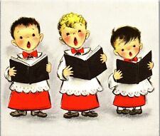 Choir Boys Carol Singing Kids VTG Christmas Greeting Card for sale  Shipping to South Africa